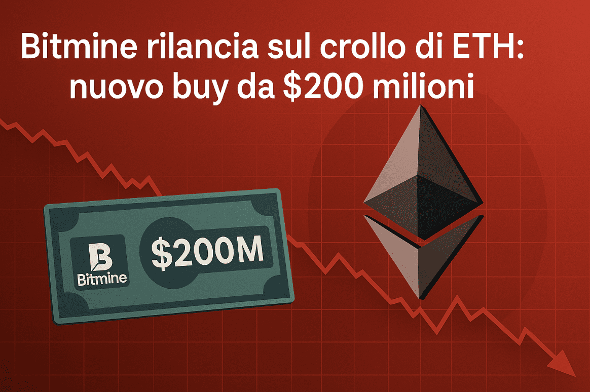 Bitmine rilancia sul crollo di ETH: nuovo buy da $200 milioni