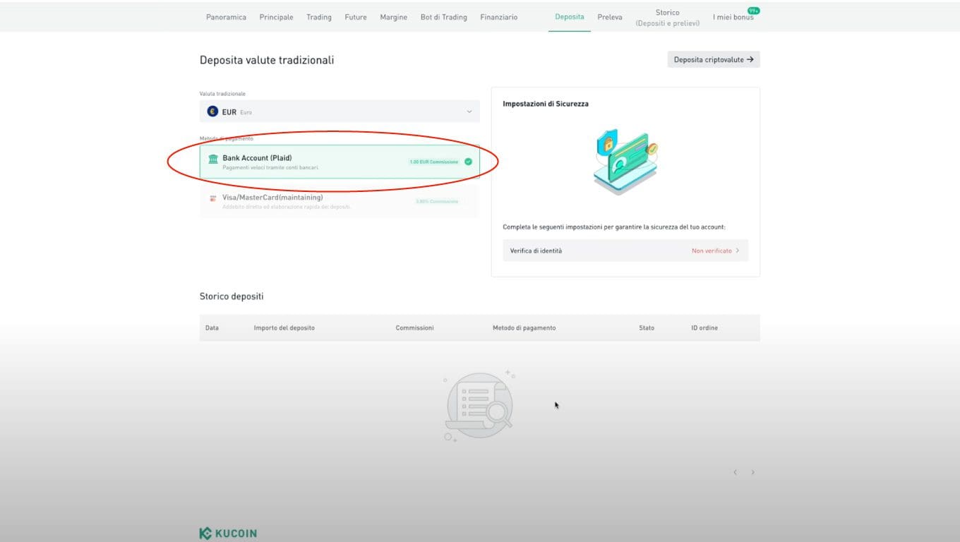 Come versare euro su KuCoin?