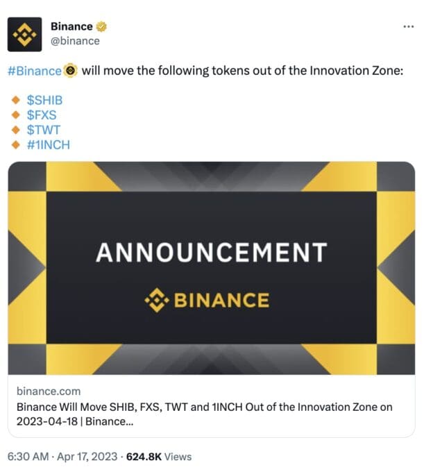 Binance Promuove La Coin Shiba Inu Dalla Sua Innovation Zone - The ...